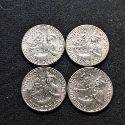 【全场包邮】纯粹捡漏拍490场（免费代拍第27场） - 美国1976年25分独立200周年纪念币4枚一组