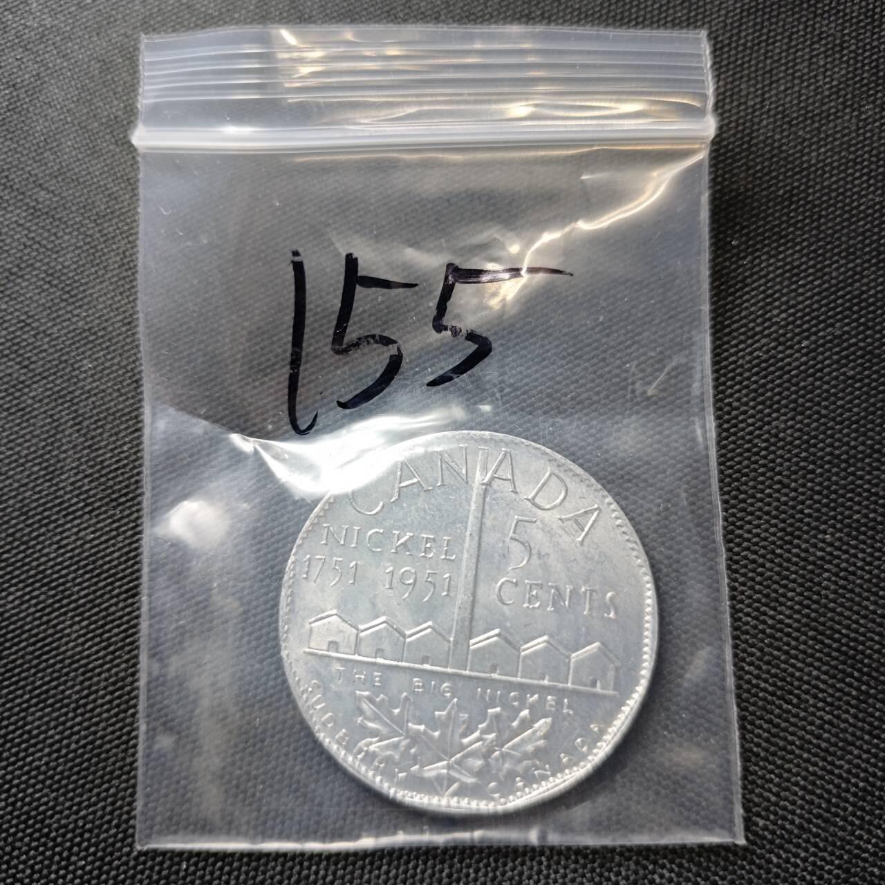 KK钱币收藏小铺 《套币 好品/批量散币专场》  2月预留时间 周末发货  1951加拿大5分 纪念铝章
