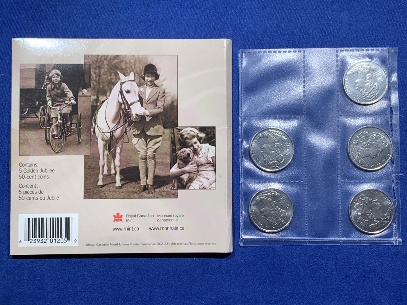 《竞宝斋》第452场 周日，周一 2场连拍 （全场包邮，欢迎送拍） 五枚一组 加拿大 2002年 50分 加拿大皇家造币厂 细节见图