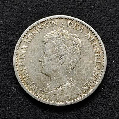 【全场包邮】纯粹捡漏拍490场（免费代拍第27场） - 荷兰1914年中年威廉明娜女王1盾（28毫米10克）银币