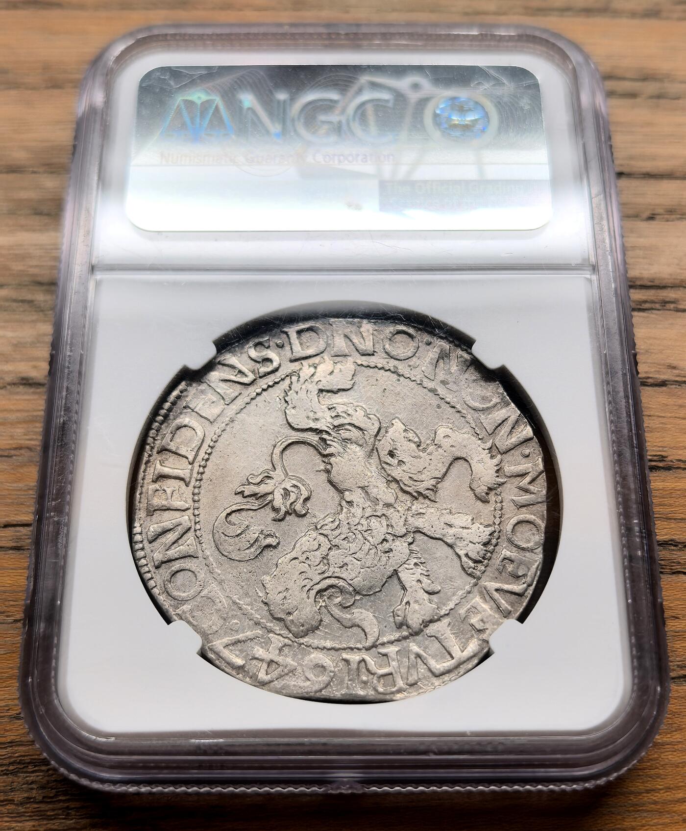 凡希社世界钱币微拍第三百十六期 1647荷兰联省共和国格尔得兰骑士盾徽1达勒大银NGC-MS61，品相优良，藏家精选！