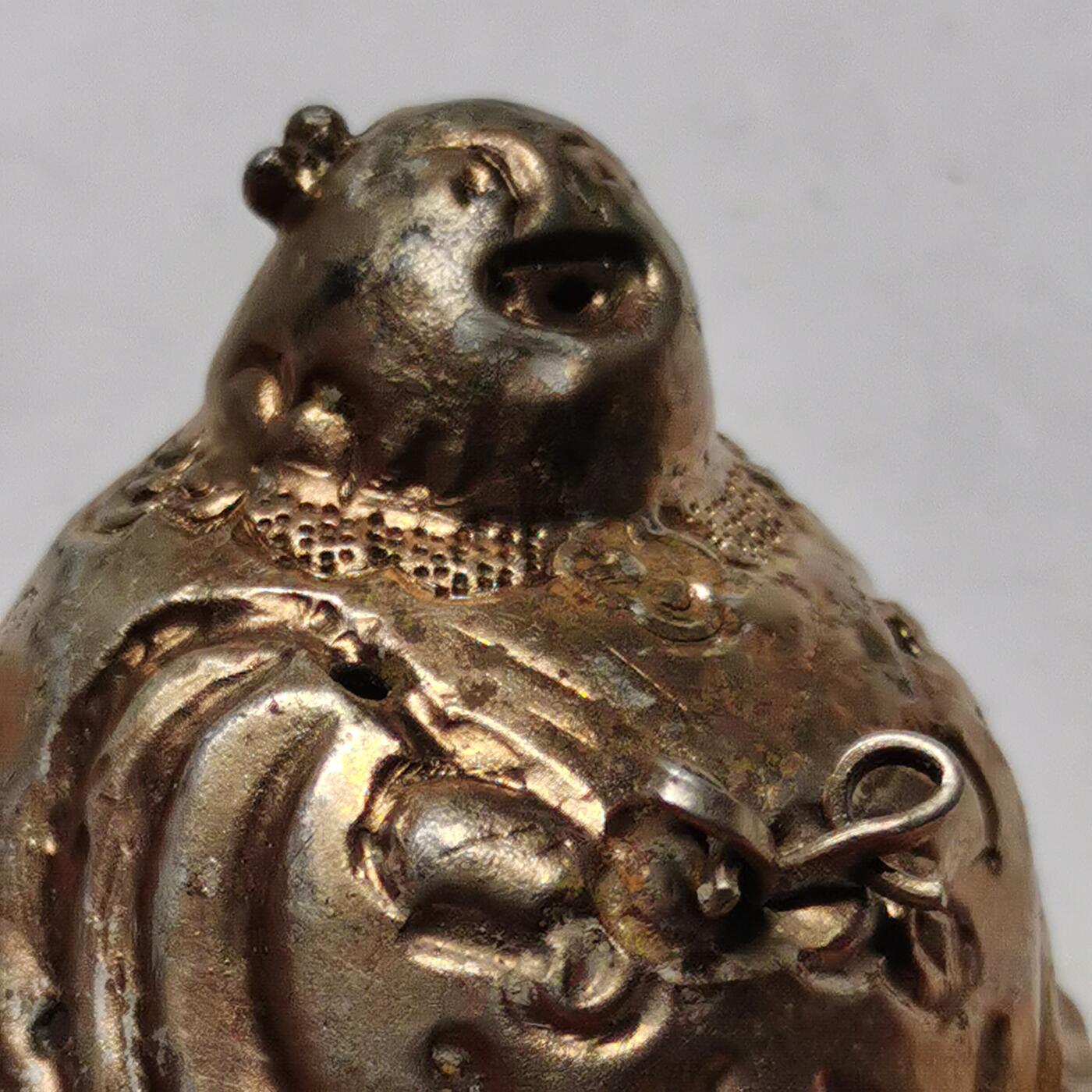 杂件专场91期 清代老银鎏金大号阿福