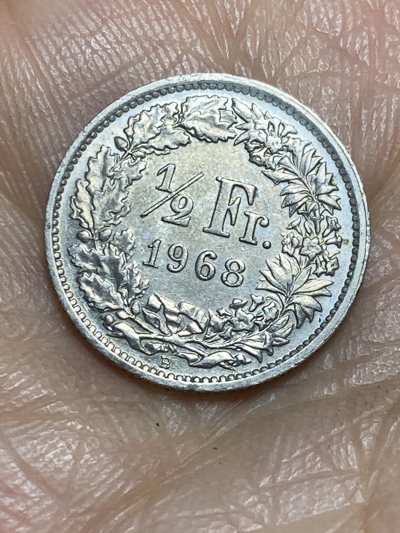 2026年第一场(总第一百七十场）外国好品散币场(免佣金) 瑞士🇨🇭1968年1/2法郎(第二版，B标伯尔尼造)