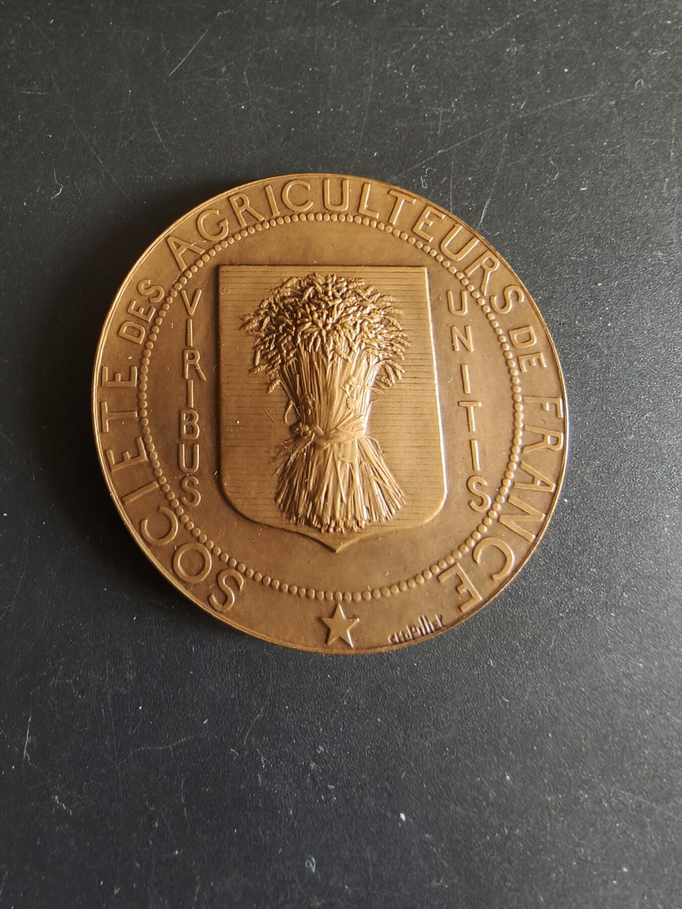 老王徽章第172期 法国农业委员会大铜章    原盒    直径50mm   重量61.9g