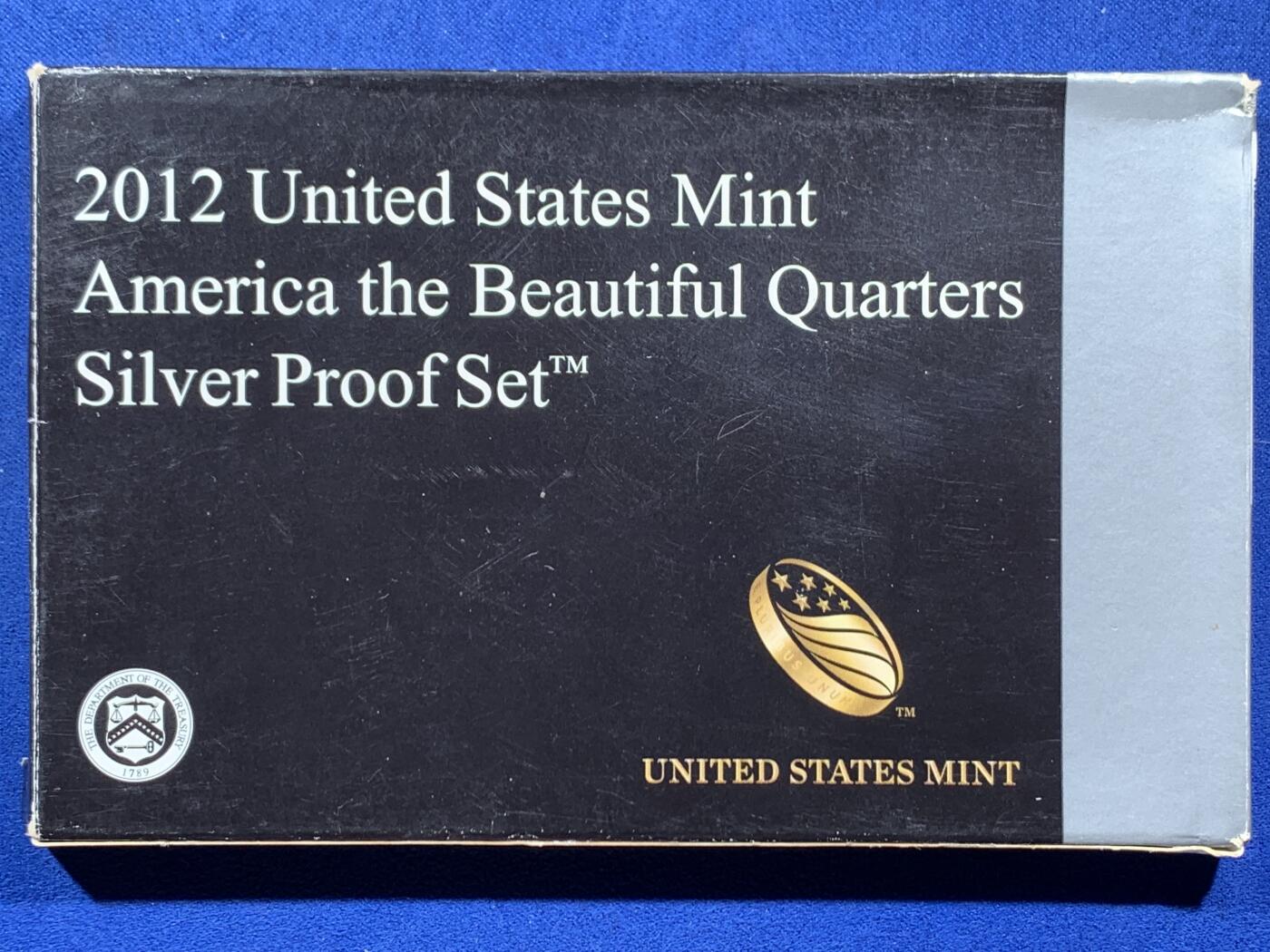 《竞宝斋》第452场 周日，周一 2场连拍 （全场包邮，欢迎送拍） 美国2012年国家公园系列25美分5枚精制银币套 带盒证 6.25克X5枚 900银