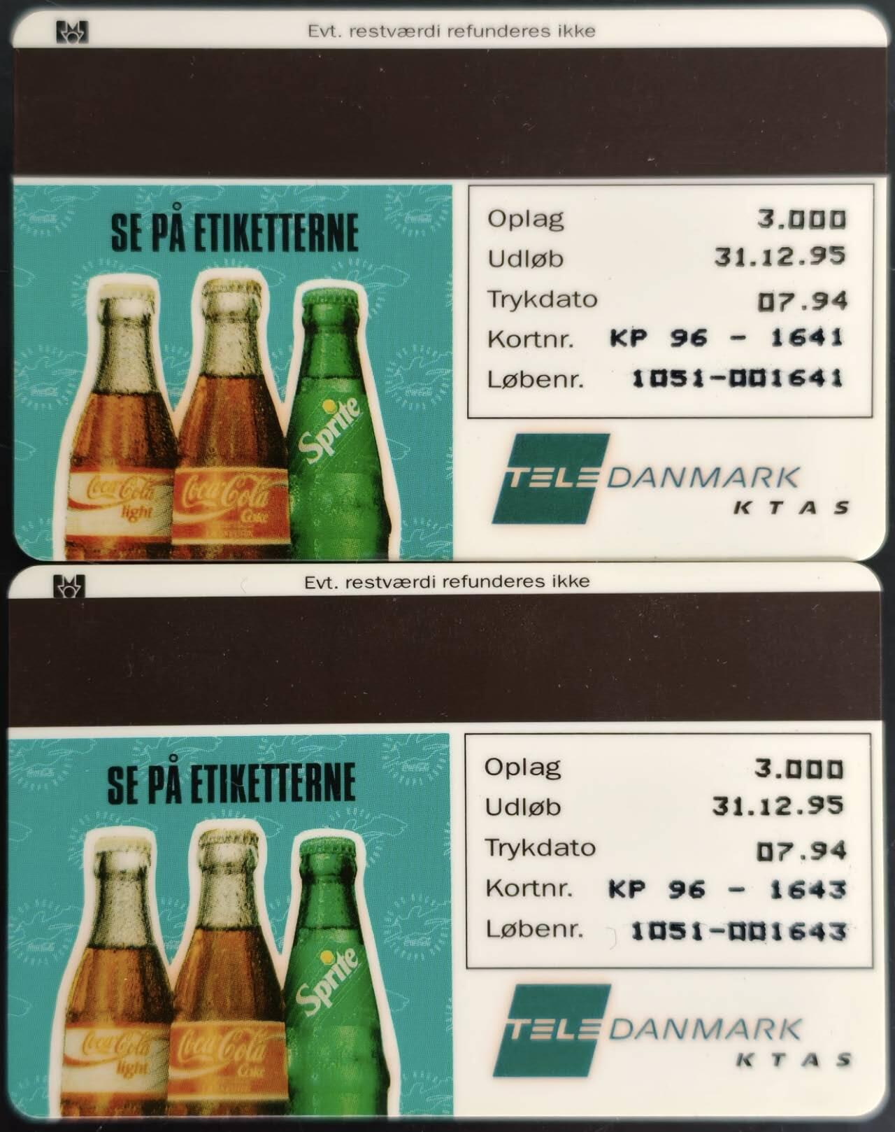 公藏第60期裸卡拍卖 丹麦电话新卡【可口可乐】一全发行3000，2枚合拍。品好。