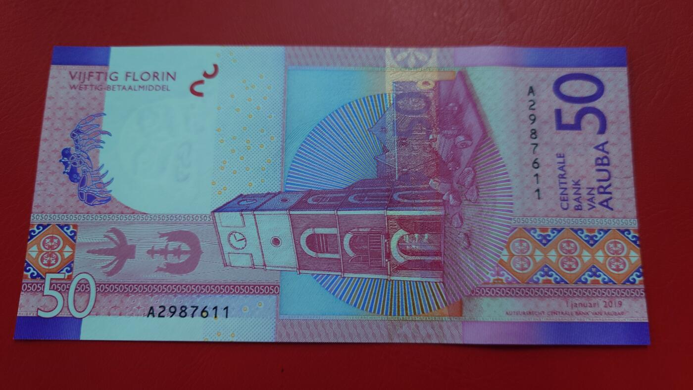 【新年二拍】世界钱币～微拍第223期暨2025年第63期  裸钞专场超低起拍 欢迎参与 2019年阿鲁巴50 全新绝品无4尾号611