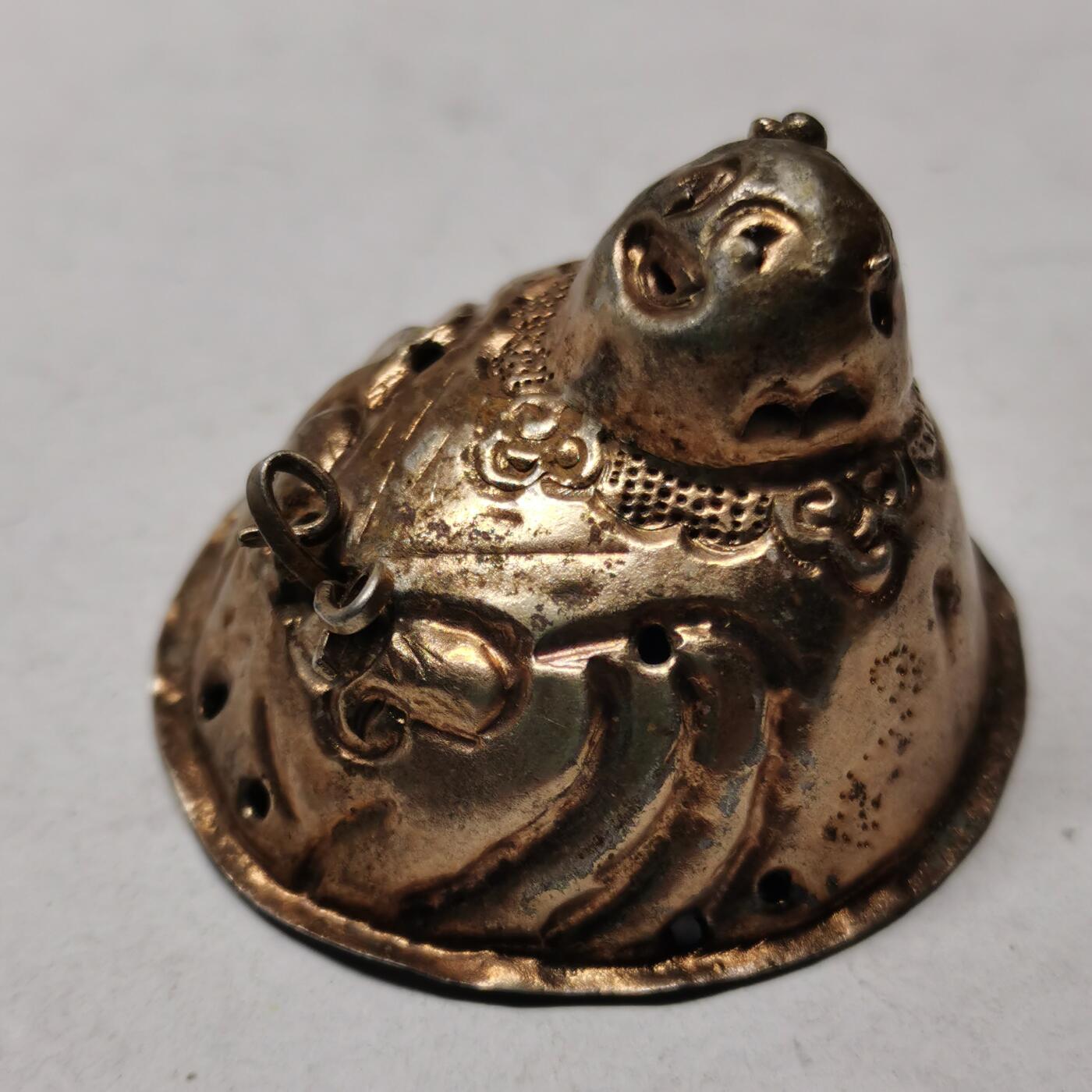 杂件专场91期 清代老银鎏金大号阿福