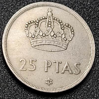 泉币菌-第156场-精品福利场 -  西班牙25比塞塔26.5mm 皇冠欧洲币
