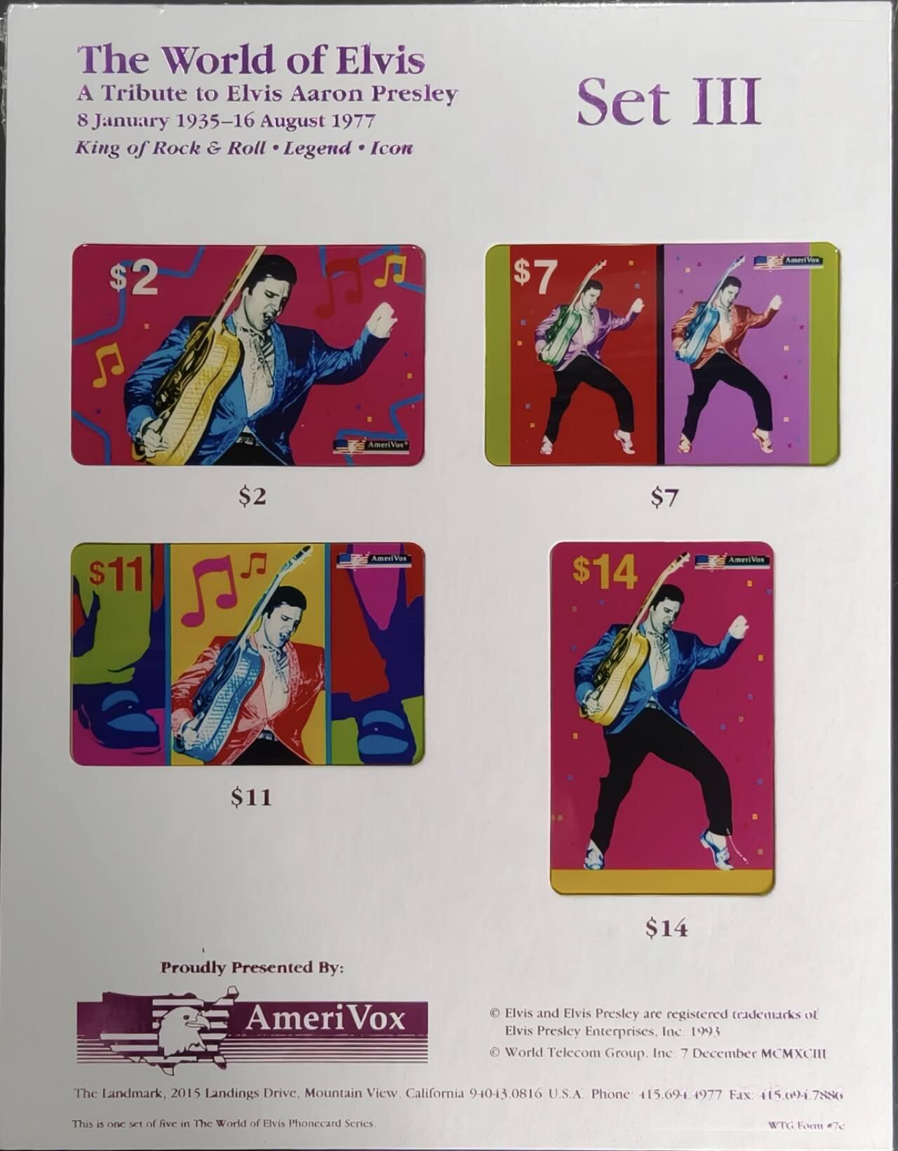 公藏第60期裸卡拍卖 美国密码卡【猫王】4枚原封套新卡。