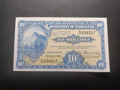 2026首期，总第211期 - 直布罗陀1954版10先令AUNC，海岸峭壁，少见早期品种