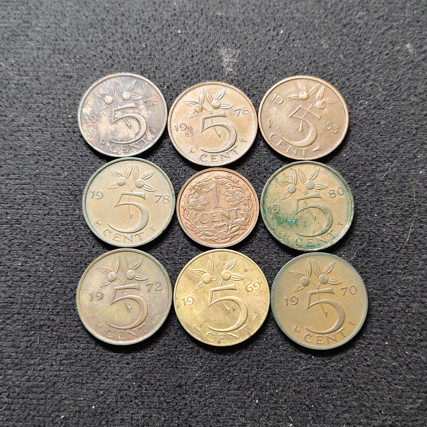 【全场包邮】纯粹捡漏拍490场（免费代拍第27场） 荷兰各年份零散铜币9枚一组