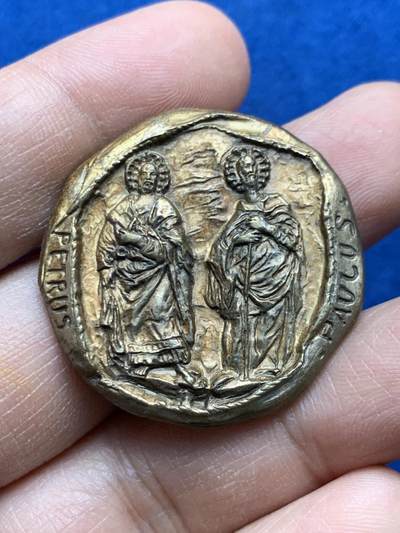 《竞宝斋》第452场 周日，周一 2场连拍 （全场包邮，欢迎送拍） - 宗教奉献镀金铜章 20.3克 33.8mm