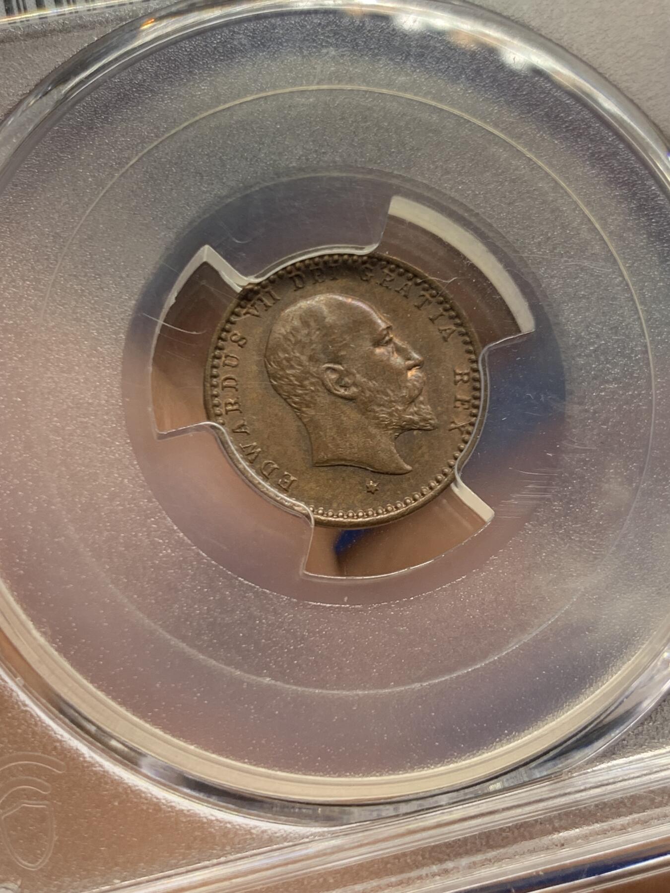 《竞宝斋》第452场 周日，周一 2场连拍 （全场包邮，欢迎送拍） PCGS MS64BN 英国1902年爱德华七世半法新token 精巧马剑 高分