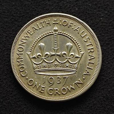 【全场包邮】纯粹捡漏拍491场（免费代拍第28场） - 澳大利亚1937年1克朗乔治六世加冕克朗型（38毫米28.28克）纪念银币