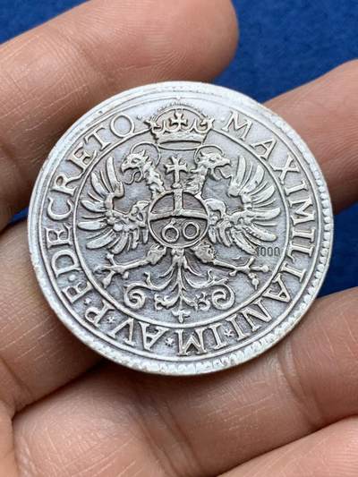 《竞宝斋》第452场 周日，周一 2场连拍 （全场包邮，欢迎送拍） - 德国符腾堡，后铸纯银章，60克洛泽，原型是1572年，虔诚者路德维希二世 25克 36.6mm