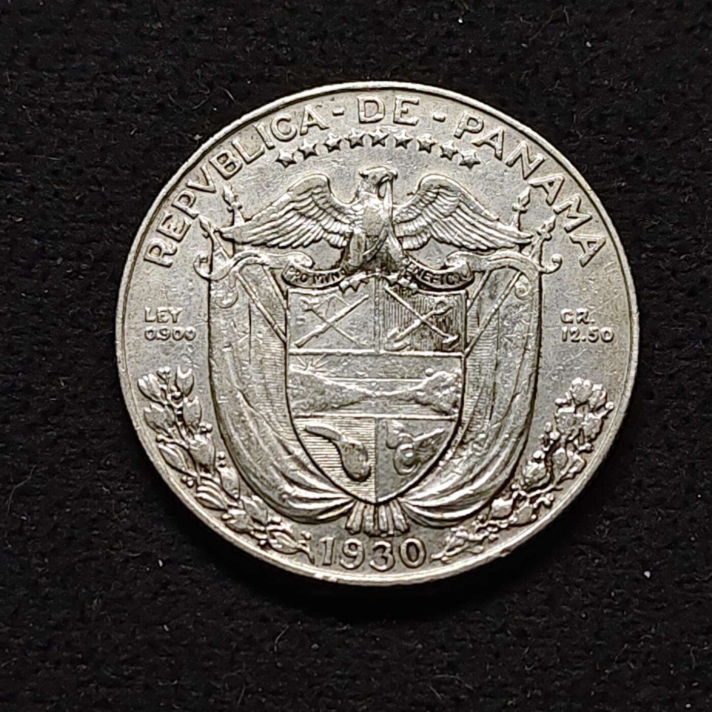 【全场包邮】纯粹捡漏拍490场（免费代拍第27场） 巴拿马1930年1/2巴波亚（30.6毫米12.5克）银币