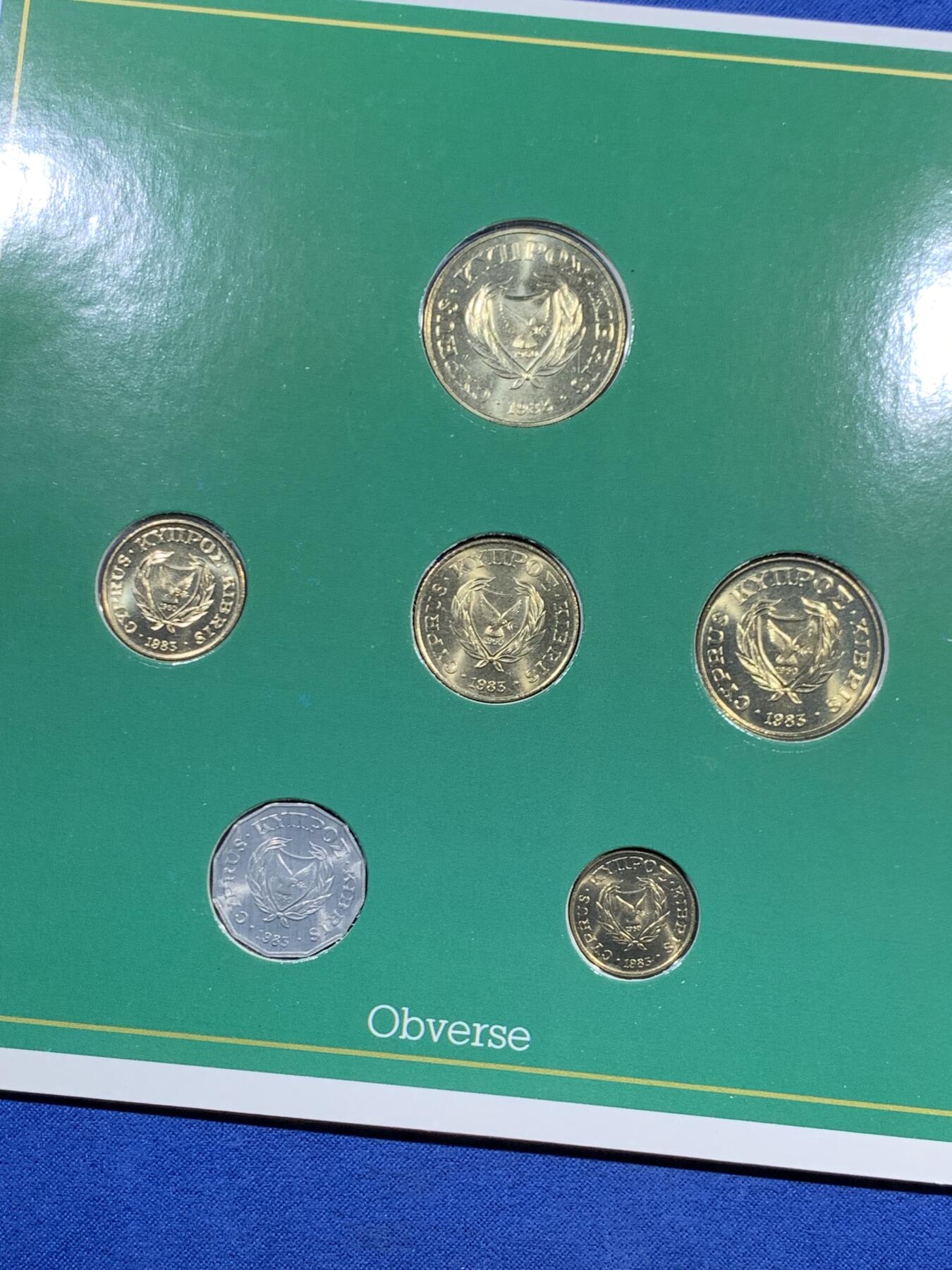 《竞宝斋》第452场 周日，周一 2场连拍 （全场包邮，欢迎送拍） 塞浦路斯1983官方原装套币 半分-20分 6枚全套独年版 克劳斯编号MS16 英国皇家造币