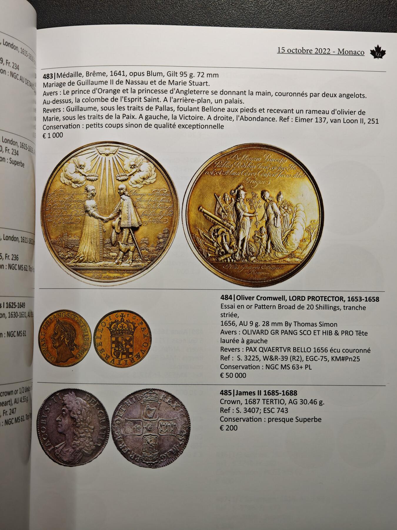 【德藏】世界币章拍卖第159期(元旦专场拍卖) 2022年 MONACO钱币拍卖会图录 全彩铜板纸印刷 全书约224页