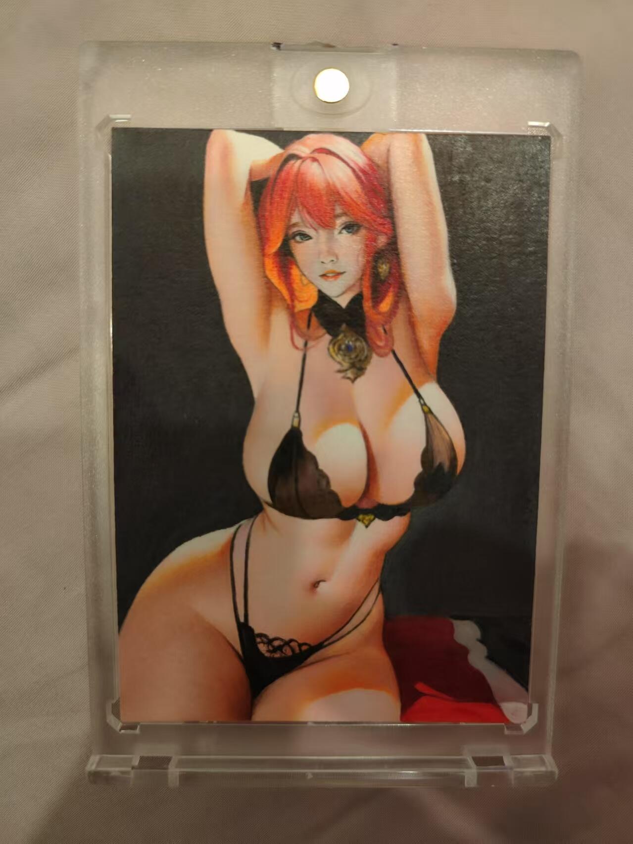 寸草不生拍卖 第十七期  手绘卡  画师午阳，hit画师（图二紫光灯效果）