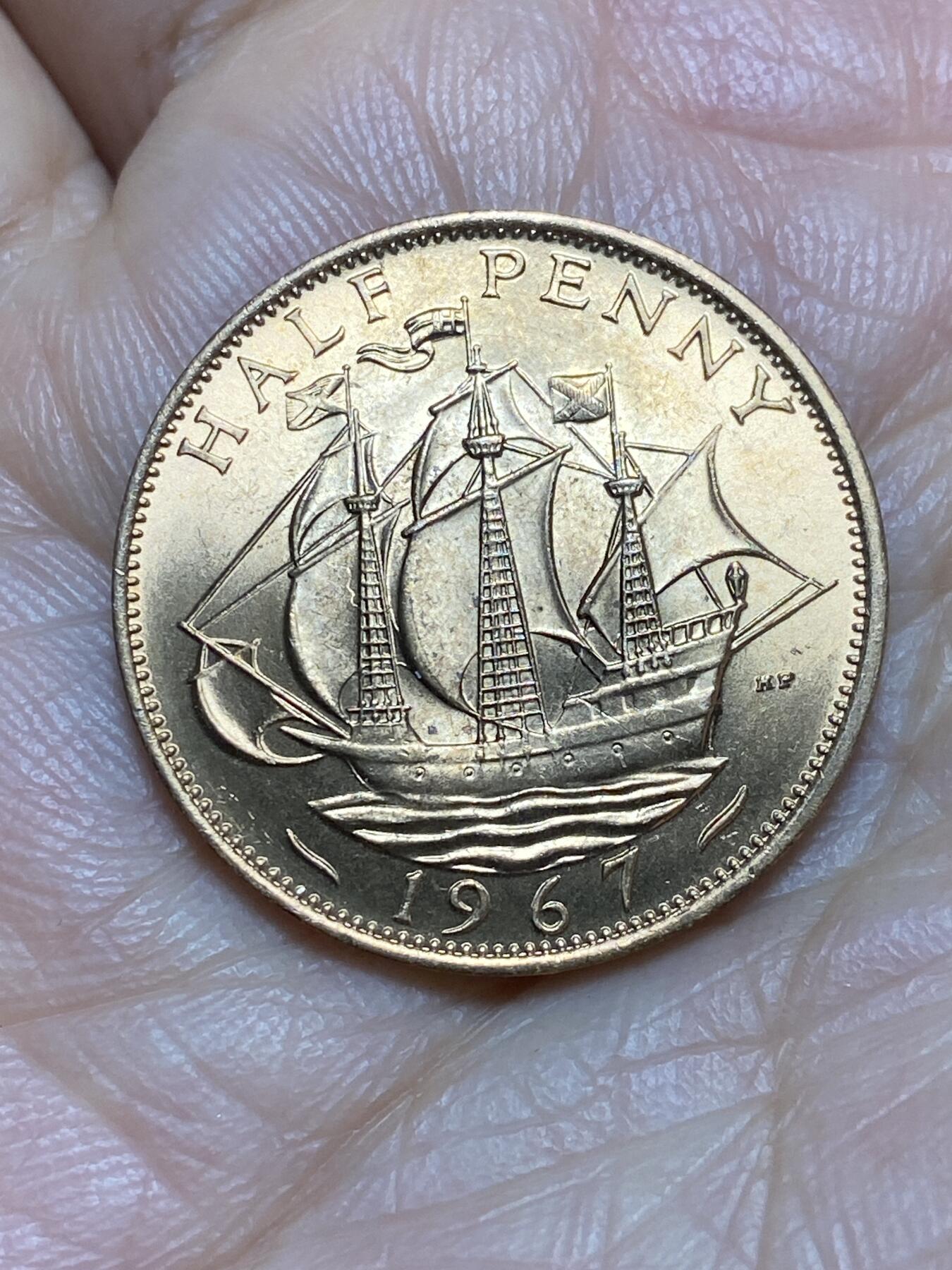 2026年第一场(总第一百七十场）外国好品散币场(免佣金) 原光好品–英国🇬🇧1967年半便士(伊丽莎白二世青年桂冠第二版，普制币关门年)