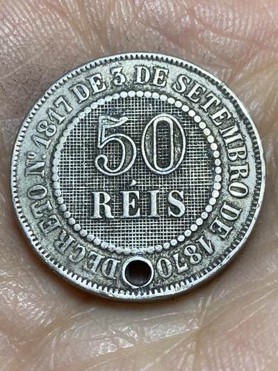 2026年第一场(总第一百七十场）外国好品散币场(免佣金) - 少见打孔好品–巴西🇧🇷1886年50瑞斯(共和国第一版，首发年仅发行3年)