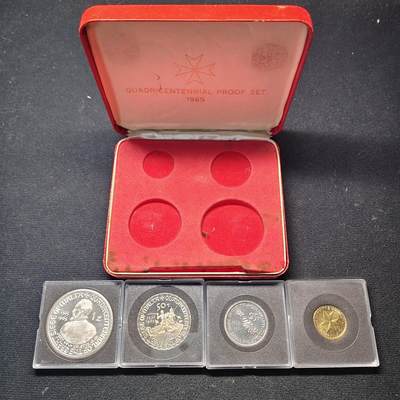 【全场包邮】纯粹捡漏拍491场（免费代拍第28场） - 【少见】马耳他骑士团1965年马耳他之围400周年精制纪念套币-原盒-量3315