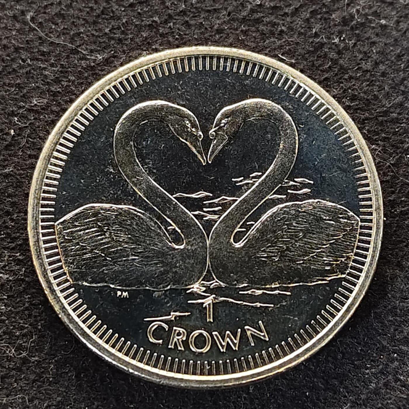 【全场包邮】纯粹捡漏拍490场（免费代拍第27场） 马恩岛2007年1克朗情人节天鹅克朗型纪念币