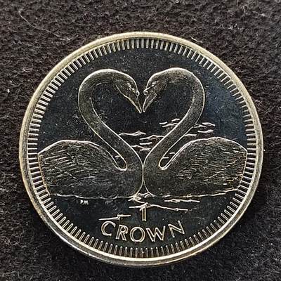 【全场包邮】纯粹捡漏拍490场（免费代拍第27场） - 马恩岛2007年1克朗情人节天鹅克朗型纪念币