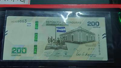 【新年二拍】世界钱币～微拍第223期暨2025年第63期  裸钞专场超低起拍 欢迎参与 - 2021年洪都拉斯200 纪念钞全新绝品无47A冠尾号532