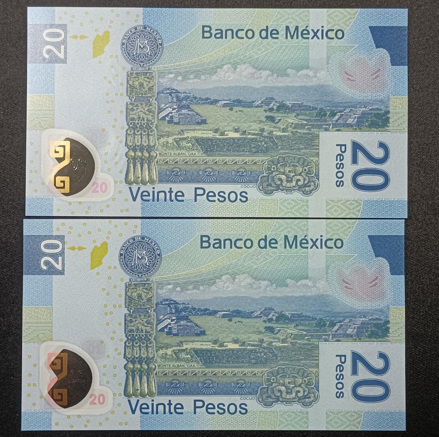 【游宝包邮场】蛇年第103期  墨西哥-20比索【2010年 SERIE-M/N两版 全新UNC/INC-】