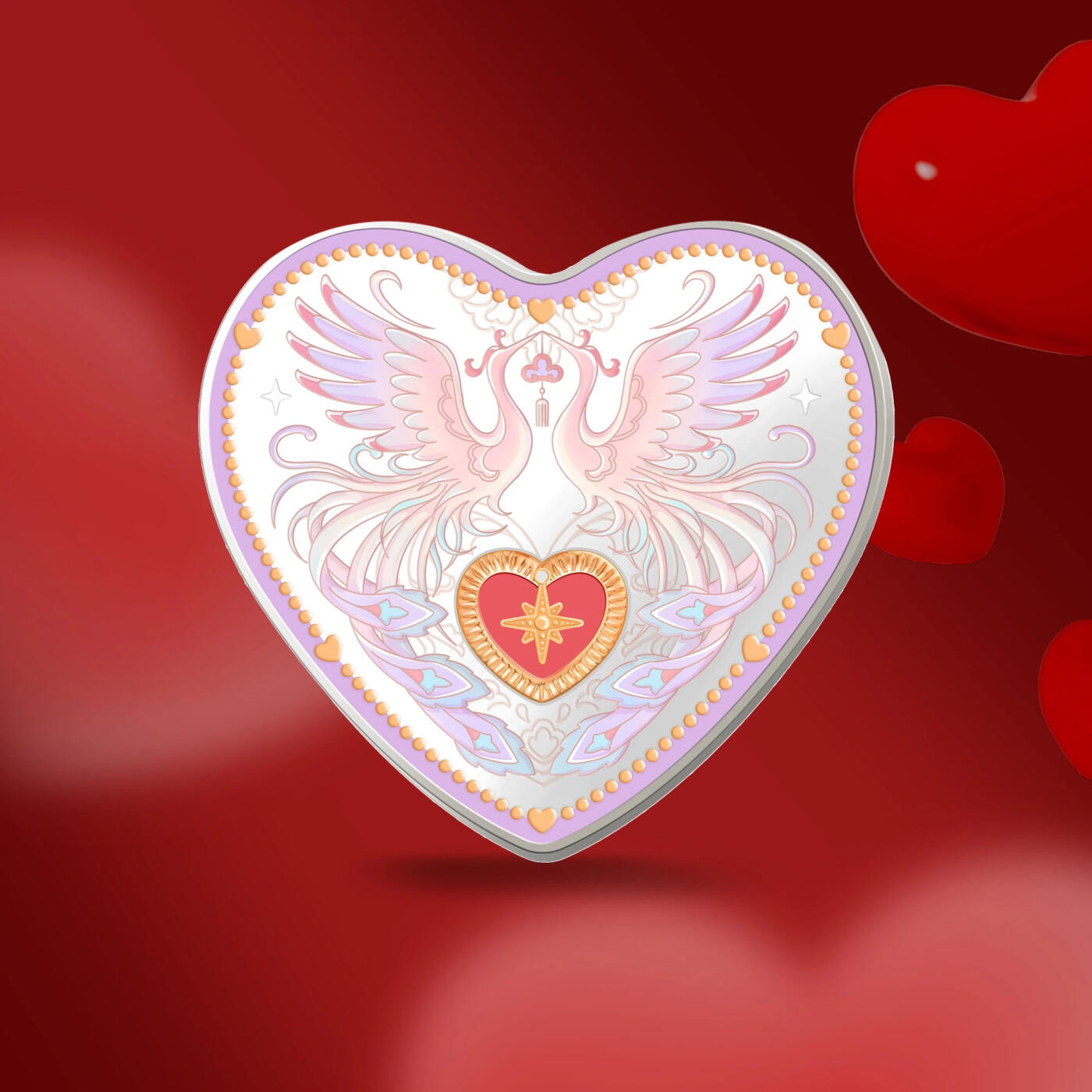 CSIS-GREAT评级精品钱币拍卖第三百三十二期 中国2024年上币心有灵犀精制异形心形锌合金镀金银章吊坠组合纪念章