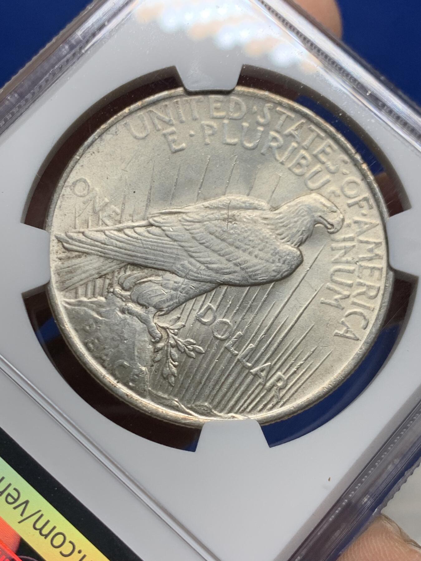 《竞宝斋》第452场 周日，周一 2场连拍 （全场包邮，欢迎送拍） NGC UNCD 美国1922年和平1美元大银币