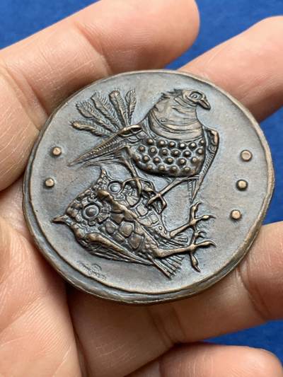 《竞宝斋》第452场 周日，周一 2场连拍 （全场包邮，欢迎送拍） - 意大利复古铜章，直径：43.5mm，重量：33.9克。