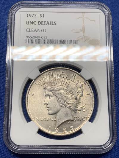 《竞宝斋》第452场 周日，周一 2场连拍 （全场包邮，欢迎送拍） - NGC UNCD 美国1922年和平1美元大银币