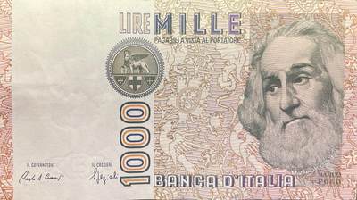 回流1228 - 1982年意大利1000里拉纸币（威尔第版）