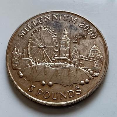 🌹外币初藏🌹🐯2025年第147场  每周二四六晚8️⃣点 接代拍 - 直布罗陀1998年迎接千禧5镑纪念币 英国地标建筑