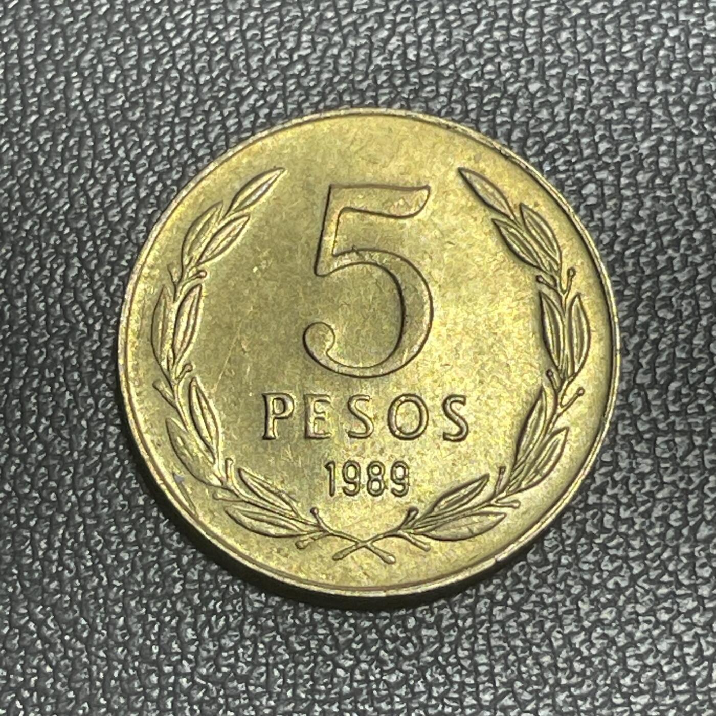 回流1228 智利1989年5比索 纪念1973年9月11日智利政局变动