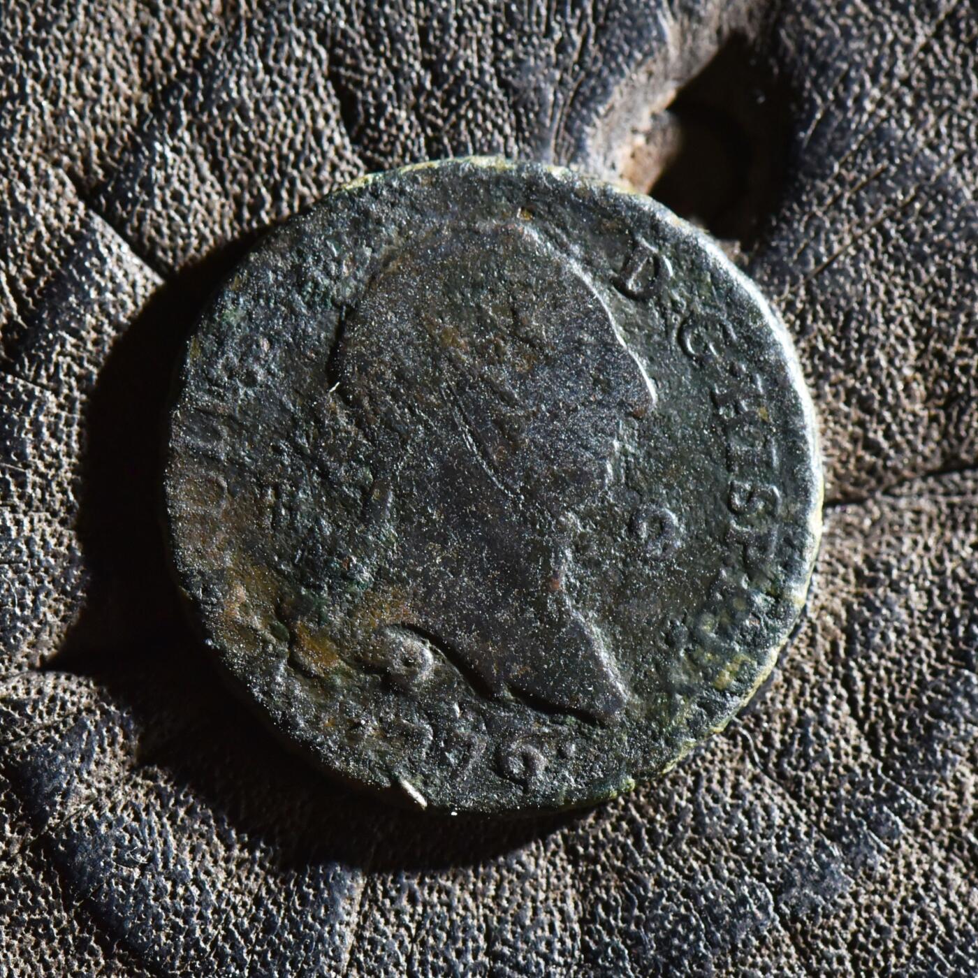 【良泉】第45期【直播场】1月15日晚19.30点开拍！ 208组，西方古代钱币、丝路古珠杂项专场 1776年【西班牙】国王卡洛斯三世，2马拉维迪斯铜币，2.24克