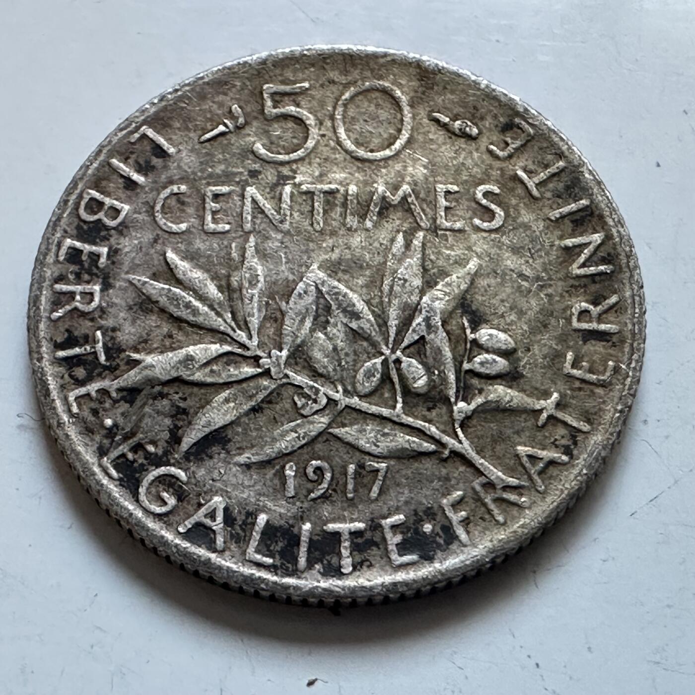 🌹外币初藏🌹🐯2025年第147场  每周二四六晚8️⃣点 接代拍 法国1917年50分银币