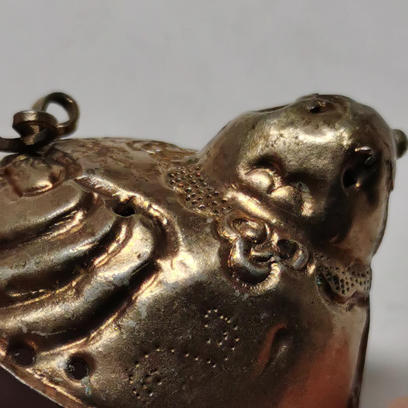 杂件专场91期 清代老银鎏金大号阿福