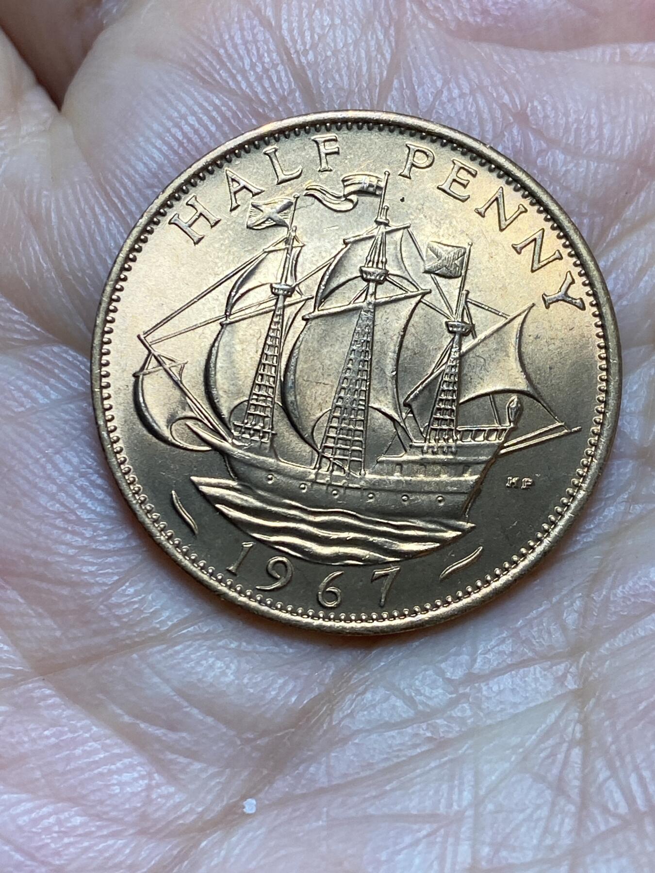 2026年第一场(总第一百七十场）外国好品散币场(免佣金) 原光好品–英国🇬🇧1967年半便士(伊丽莎白二世青年桂冠第二版，普制币关门年)