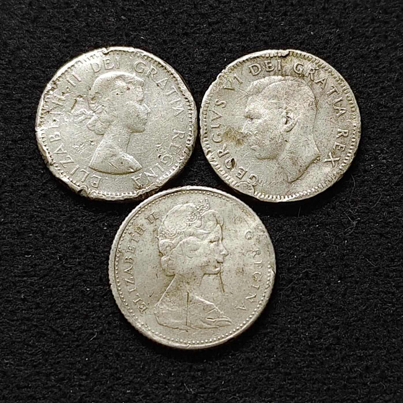 【全场包邮】纯粹捡漏拍490场（免费代拍第27场） 加拿大各年份10分（18毫米2.33克）银币（合计6.99克）