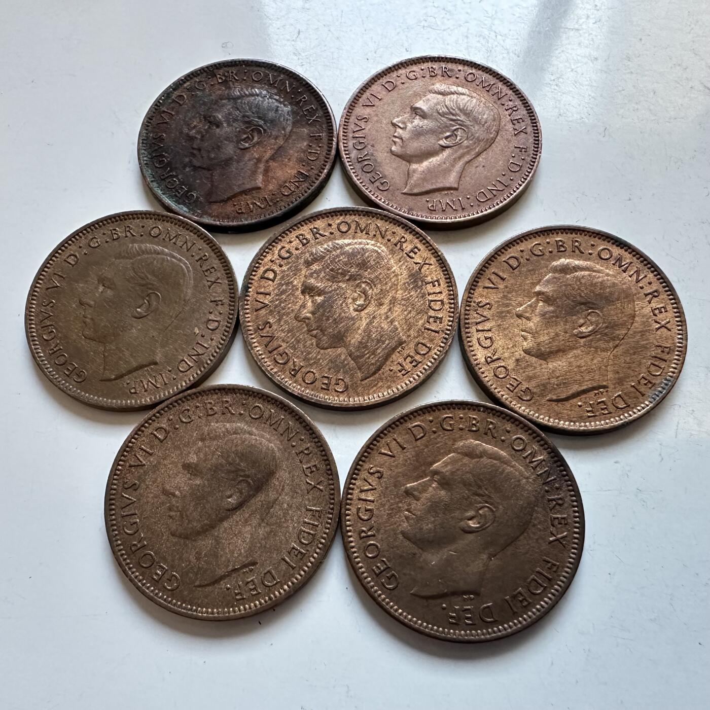 🌹外币初藏🌹🐯2025年第147场  每周二四六晚8️⃣点 接代拍 英国乔六一法新七枚 多年份 带光品相