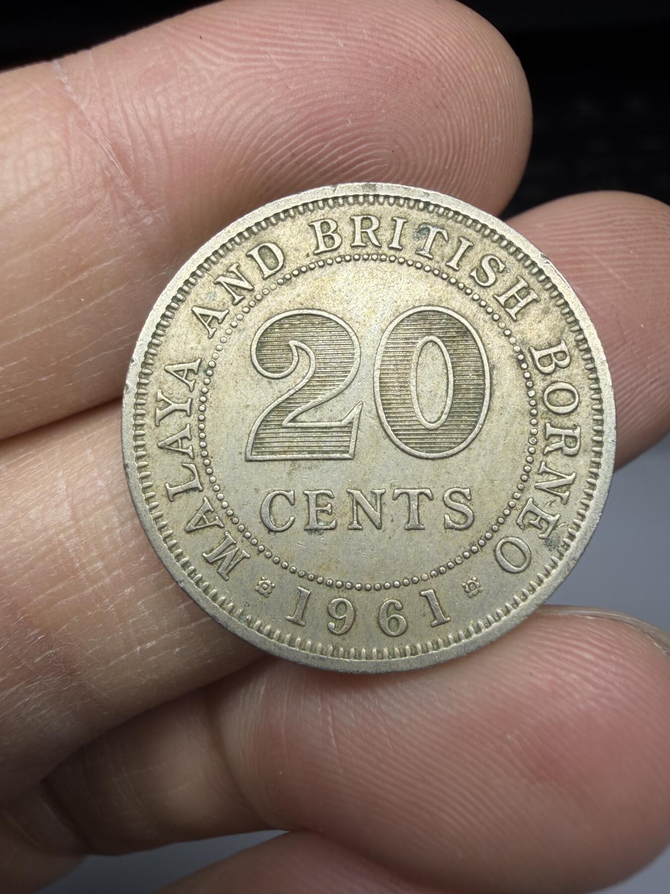 2025年集古藏今外币拍卖第十一期-第5场—（总第295拍），可以寄存60天，满160元包邮。 1961年英属马来亚20分