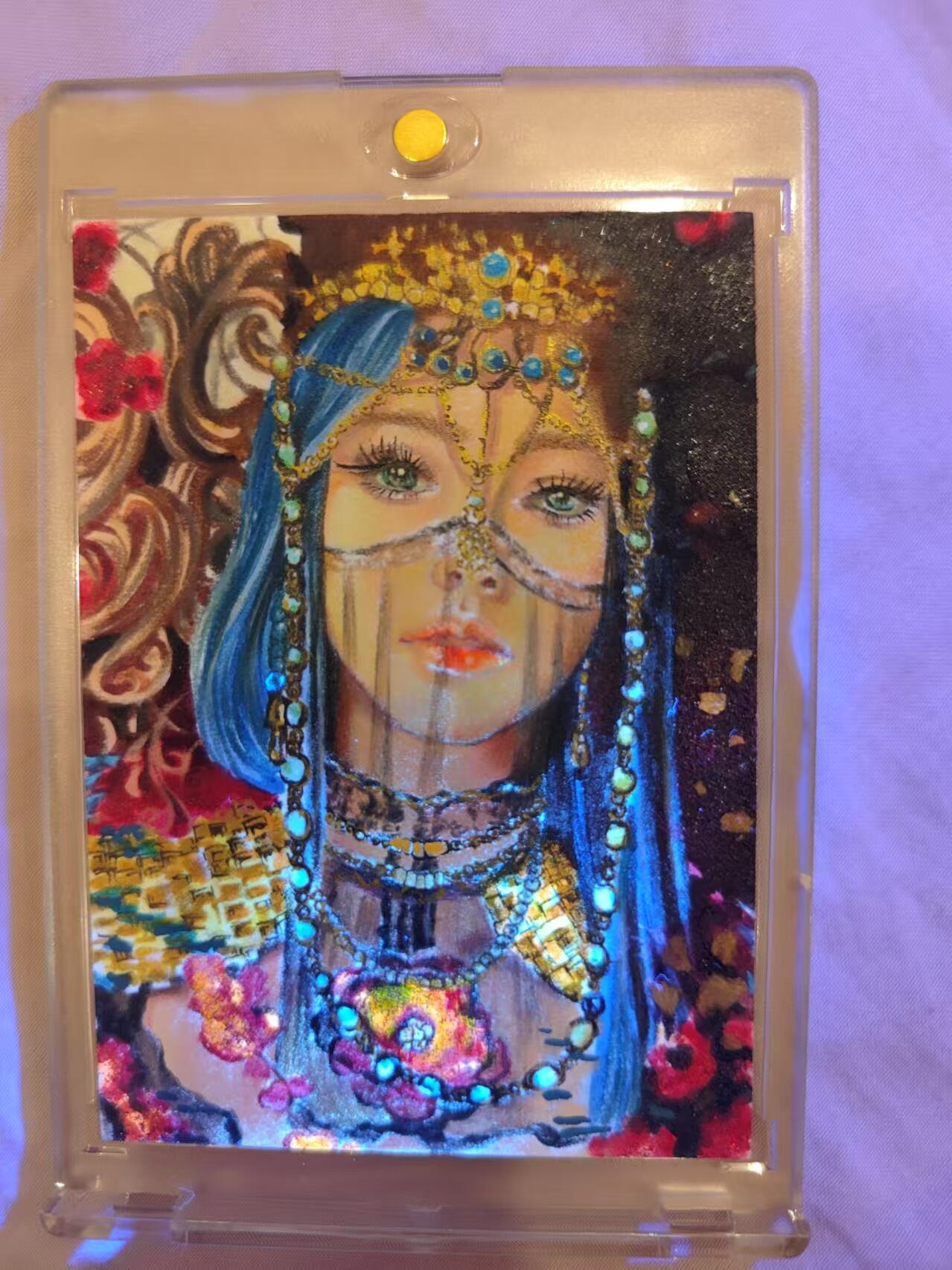 寸草不生拍卖 第十七期  手绘卡  画师心晴（图二紫光灯效果）