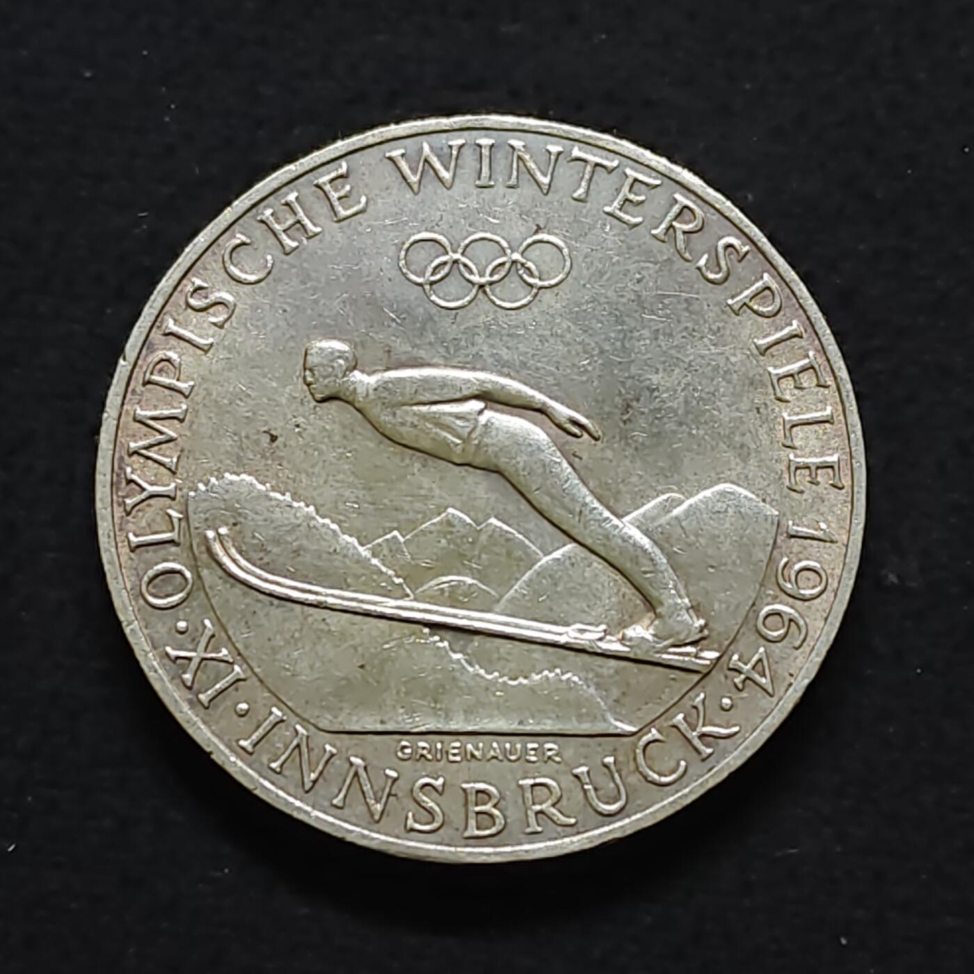 【全场包邮】纯粹捡漏拍491场（免费代拍第28场） 奥地利1964年50先令因斯布鲁克冬奥会（34毫米20克）纪念银币