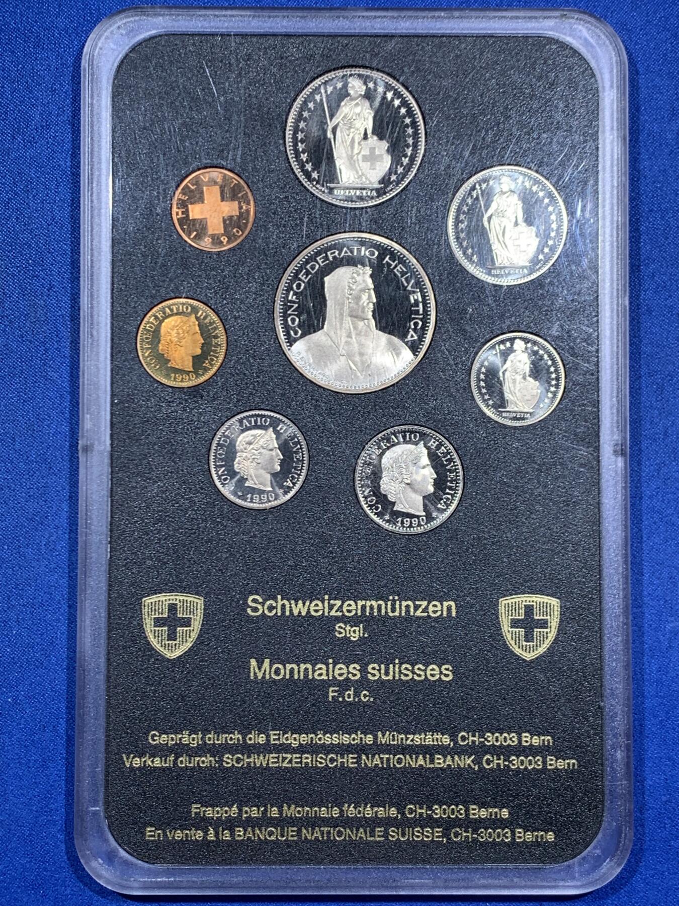 《竞宝斋》第452场 周日，周一 2场连拍 （全场包邮，欢迎送拍） 瑞士1990年精制套币