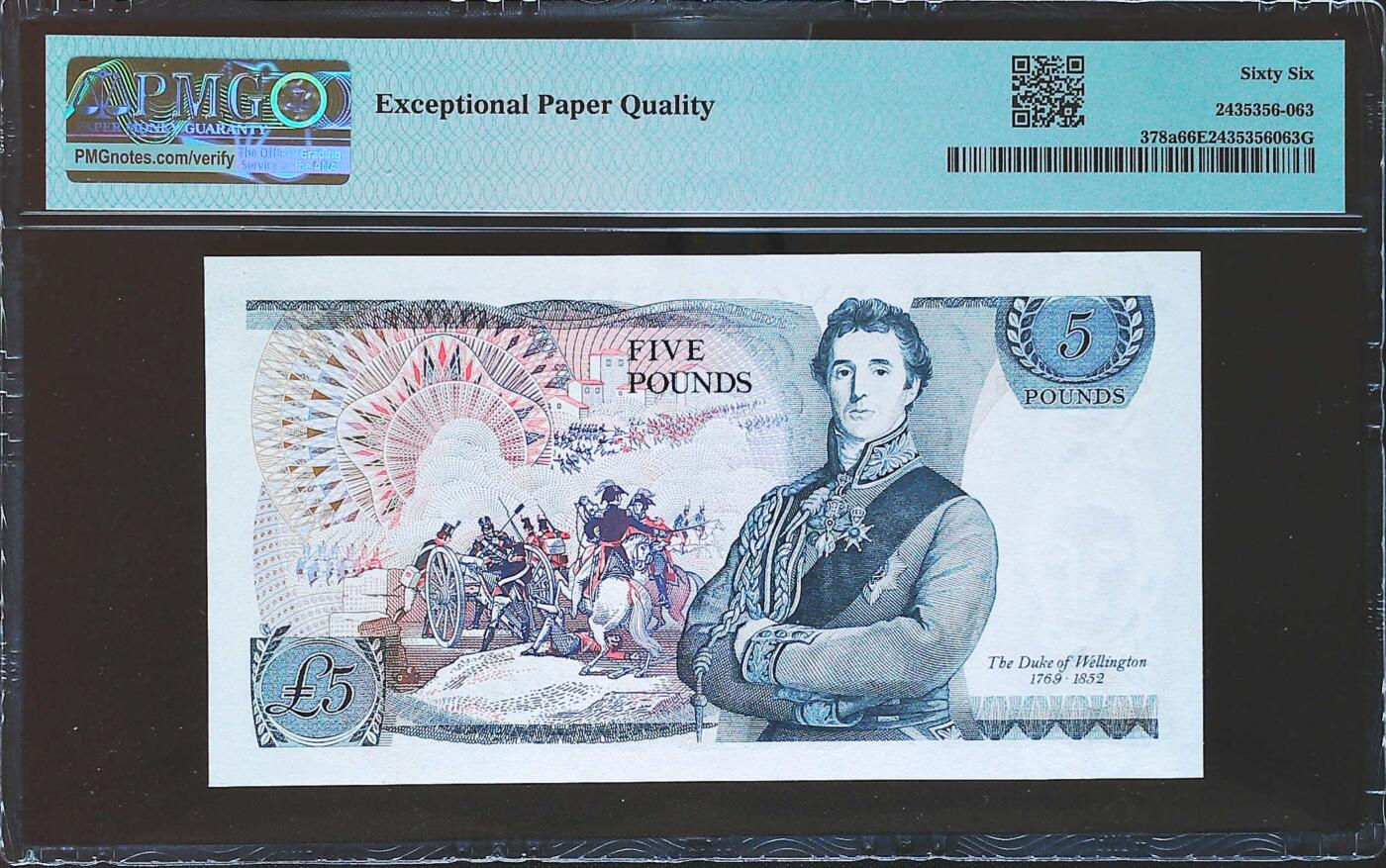 世界靓号纸钞第七十九期 1971年英国英格兰银行5镑 D序列 PMG66