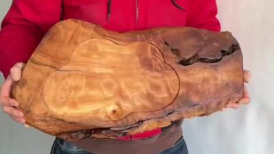 零元拍：1227-3香杉木老根榴茶盘，尺寸约：560/290/180/厚35MM，满花满瘤，药香满鼻，无漆无蜡